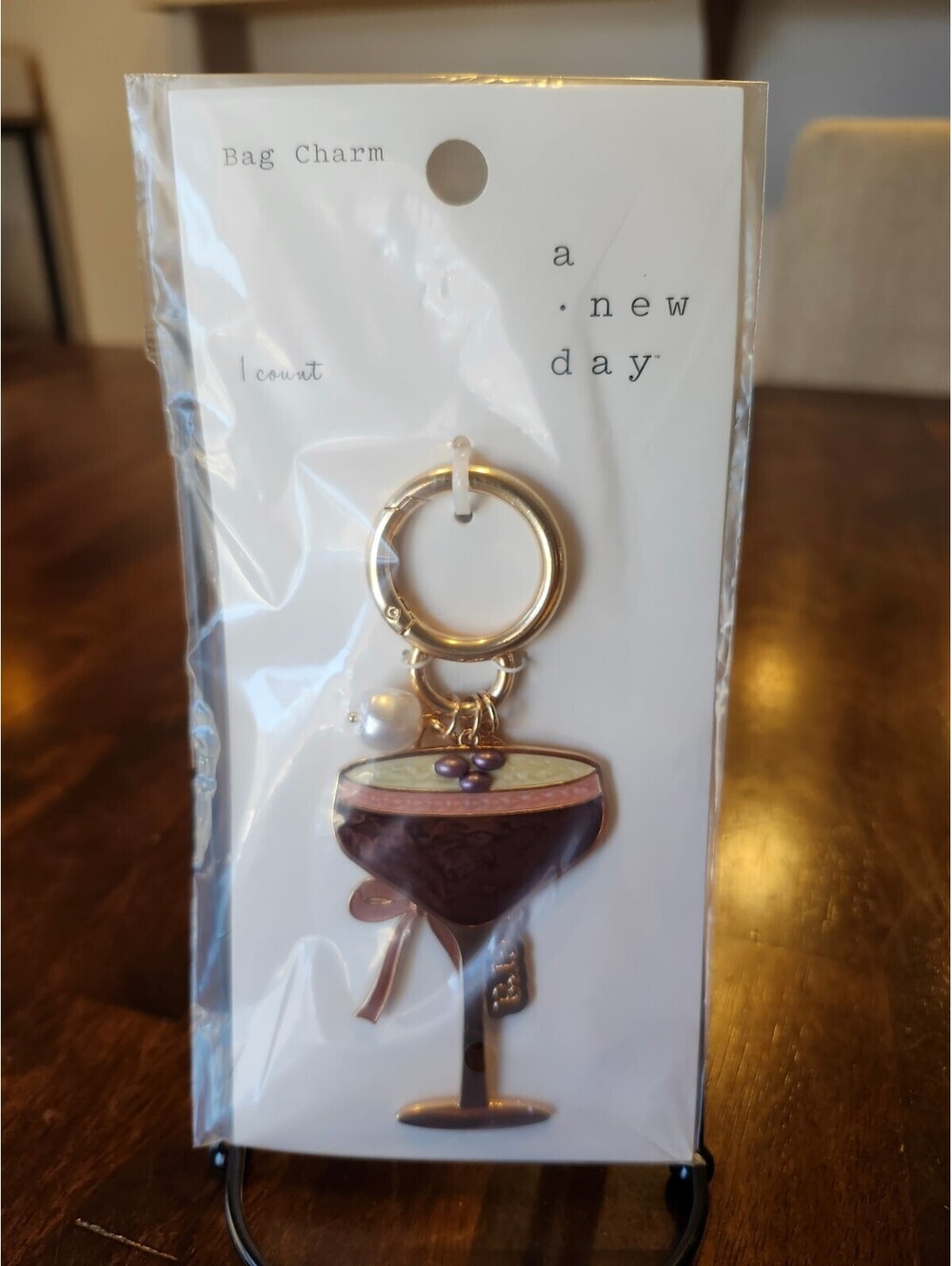 a new day Cocktail Glass Bag Charm Keychain